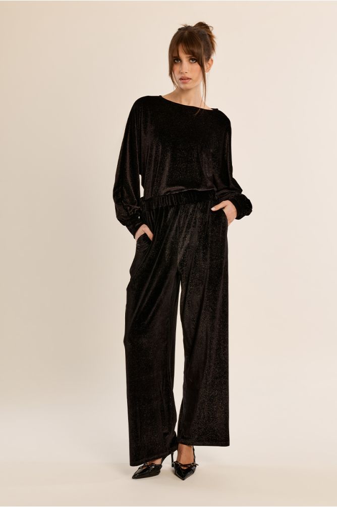 Sequined straight trousers