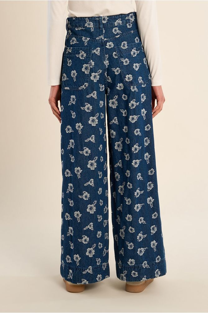 Denim large, à fleurs, en coton