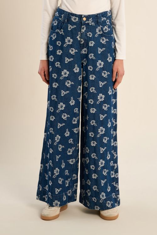 Denim large, à fleurs, en coton