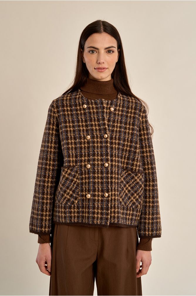 Chaqueta de doble botonadura con estampado