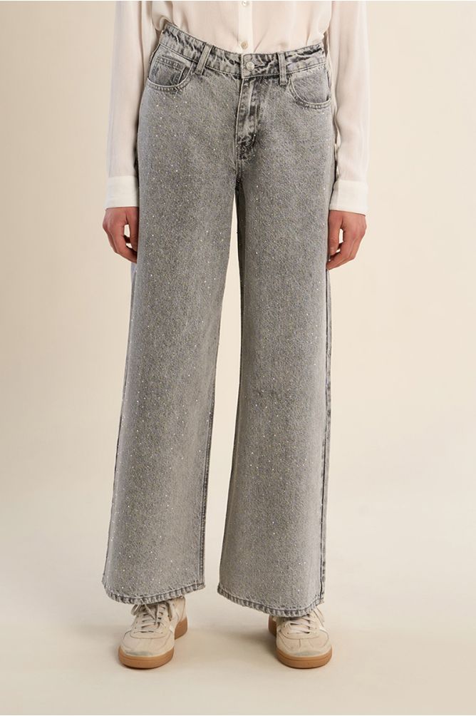 Pantalón vaquero detalle lunares