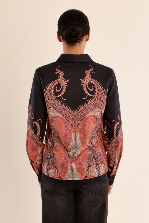 Blouse imprimée, bicolore