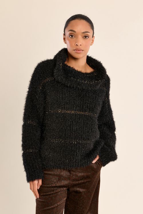 Pull rayé en maille, insert sequins