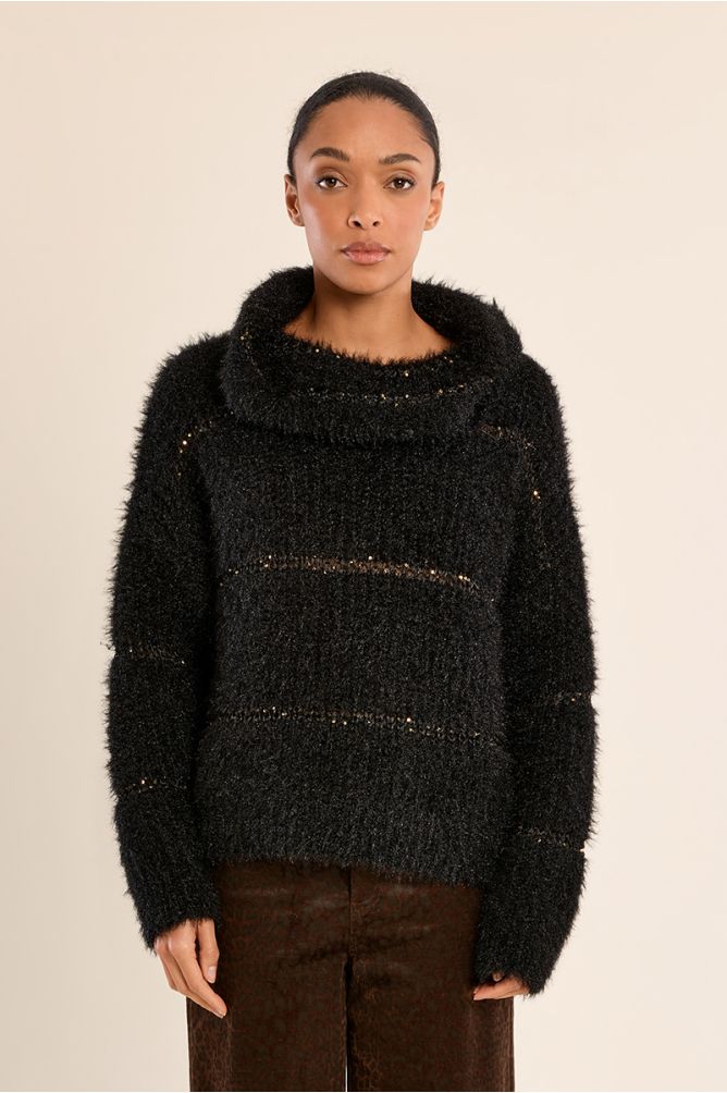 Pull rayé en maille, insert sequins