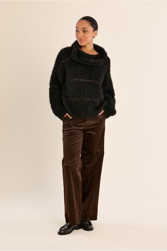 Pull rayé en maille, insert sequins