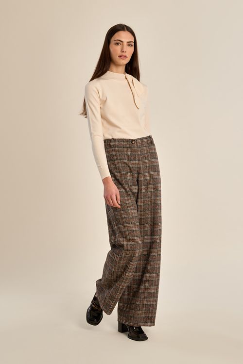 Pantalon évasé à carreaux