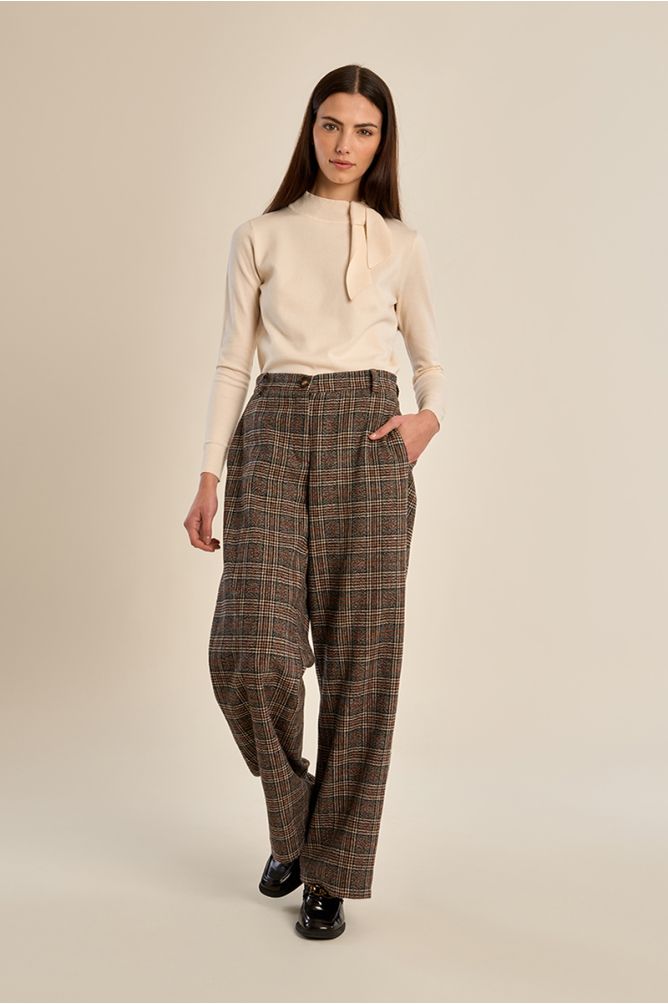 Pantalon évasé à carreaux