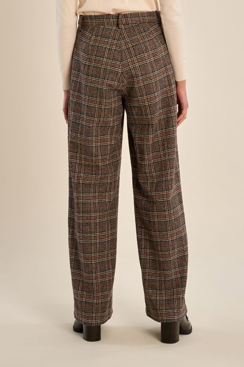 Plaid flared trousers