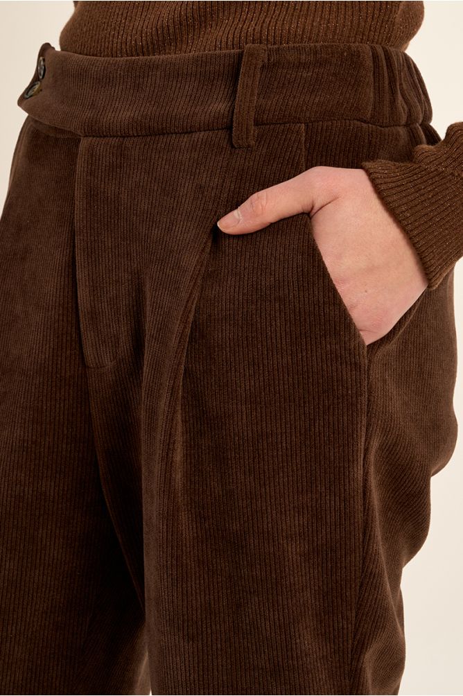 Pantalon carotte en velours