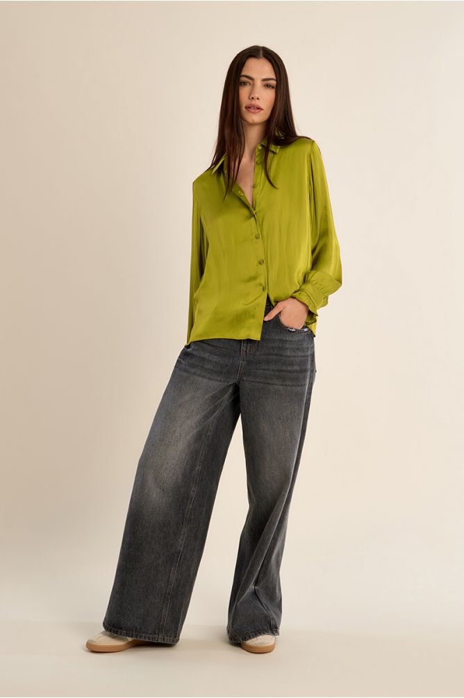 Satin crop shirt