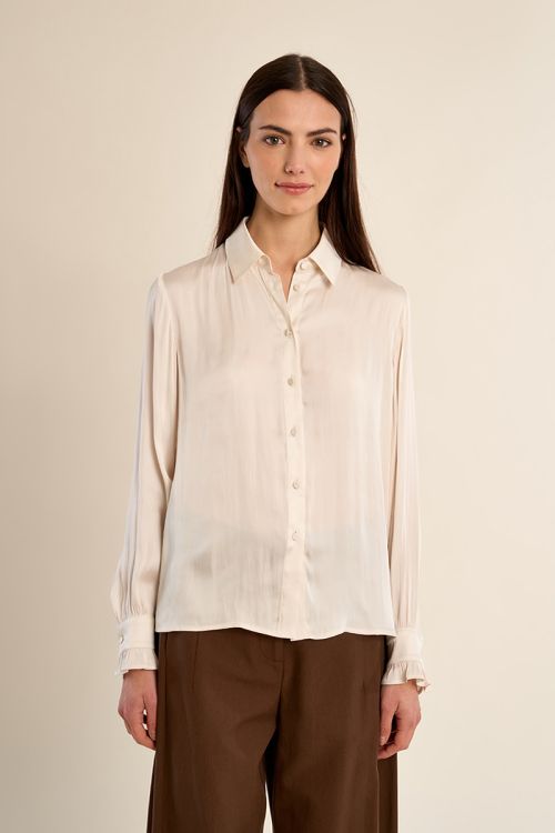 Camisa de manga larga satinada