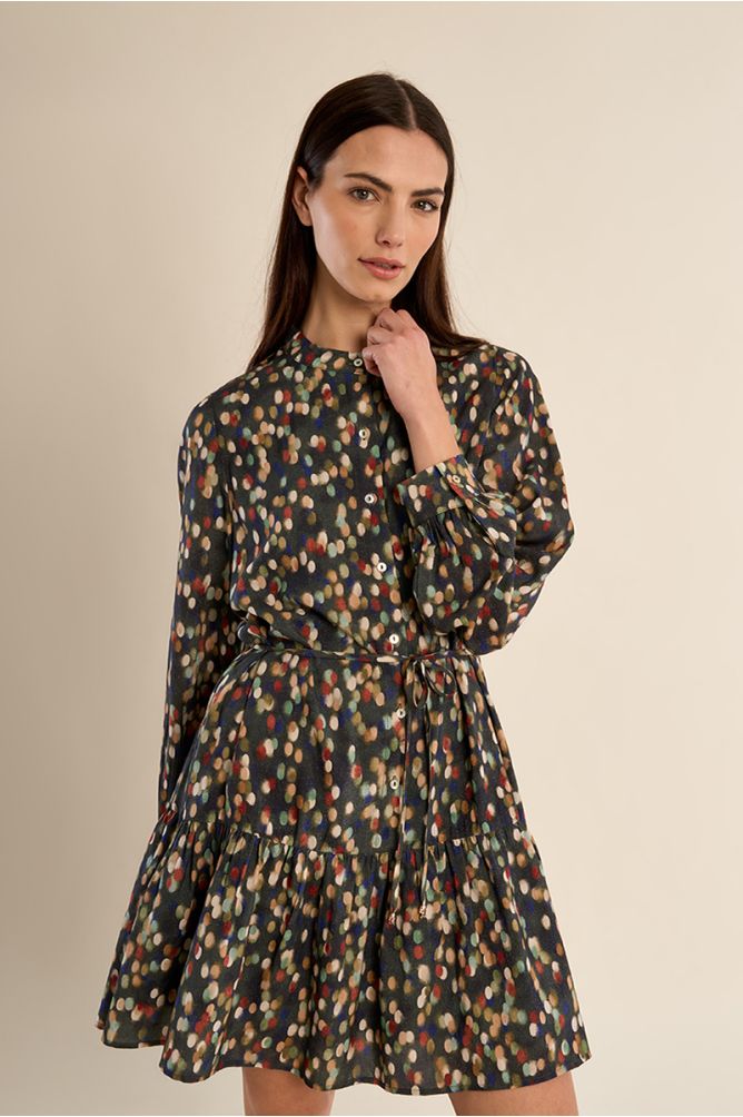 Short dress with ruffle, knotted