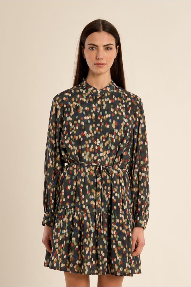 Short dress with ruffle, knotted