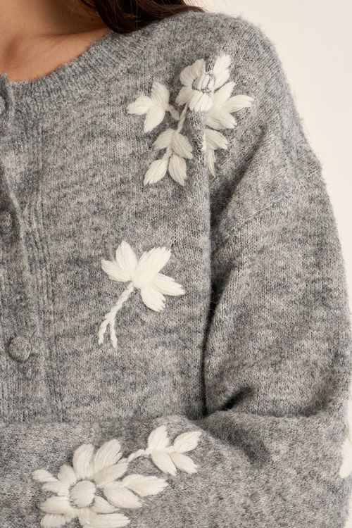 Cardigan en maille à fleurs