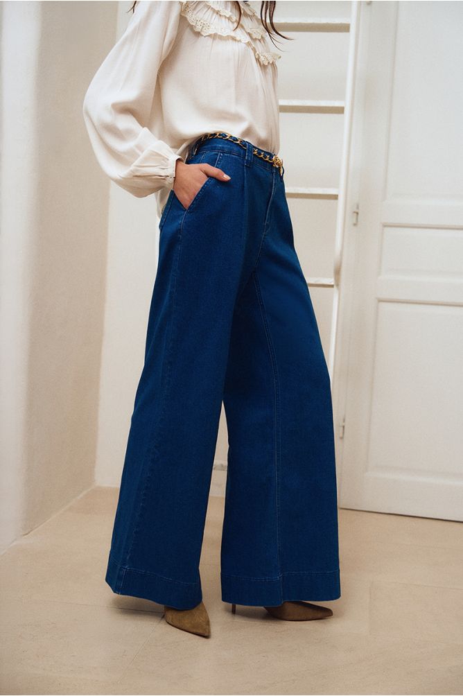 Denim large, ceinture amovible