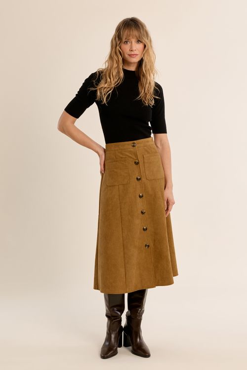 Suede midi skirt