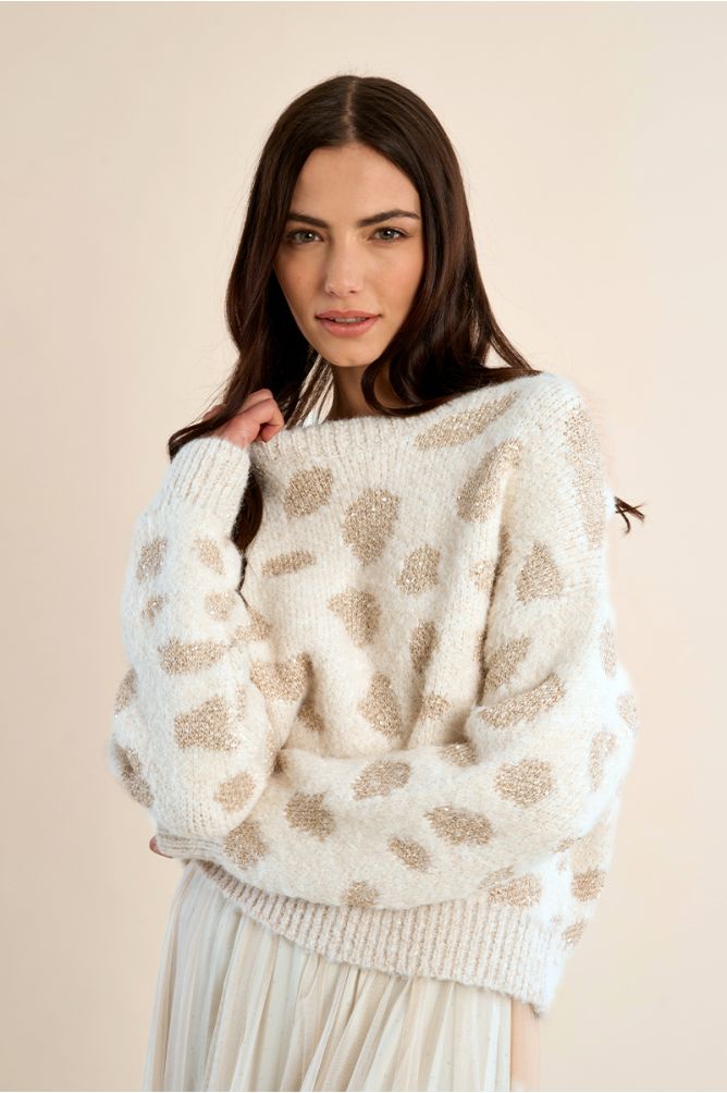 Iridescent knit leopard sweater