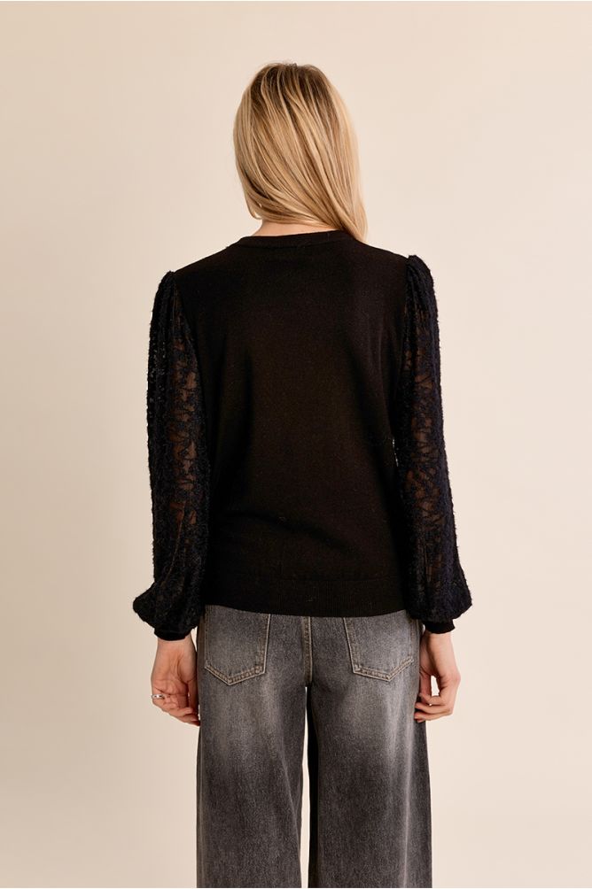 Knitted sweater, fancy sleeves