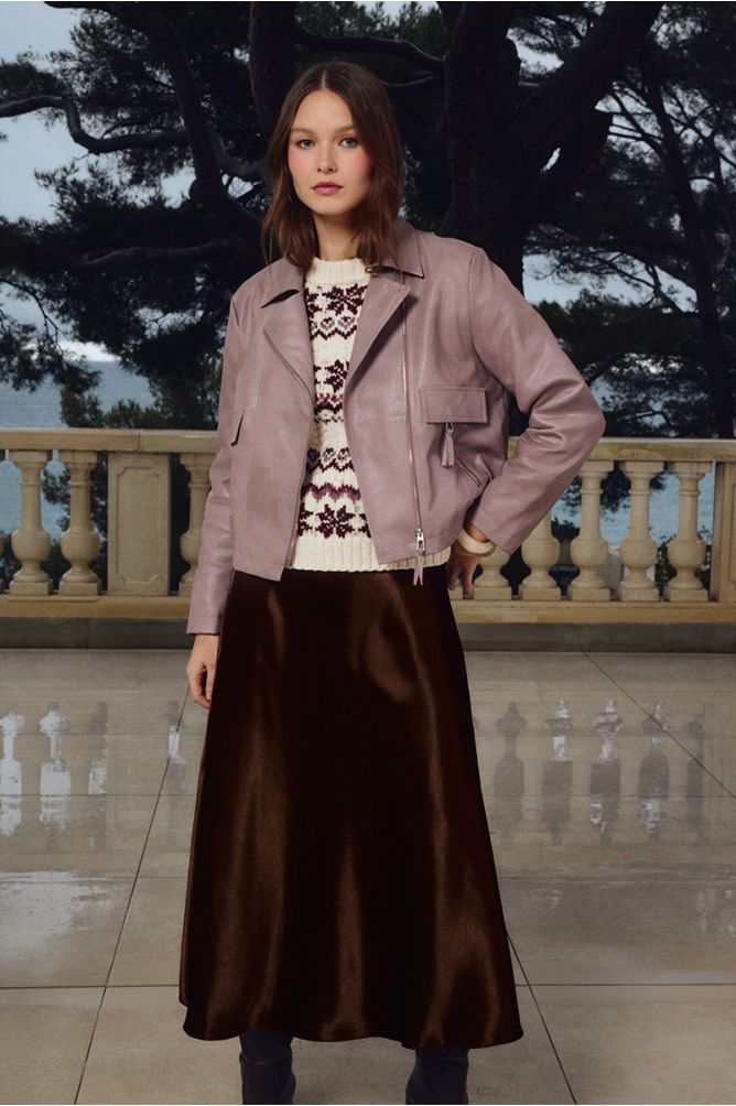 Satin high-waisted skirt