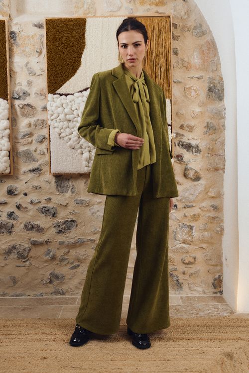Pantalon évasé en velours côtelé