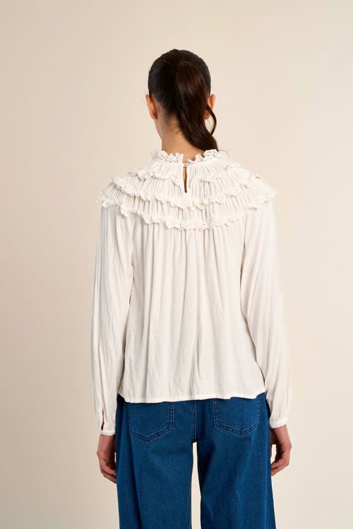 Blusa de manga larga detalle volantes