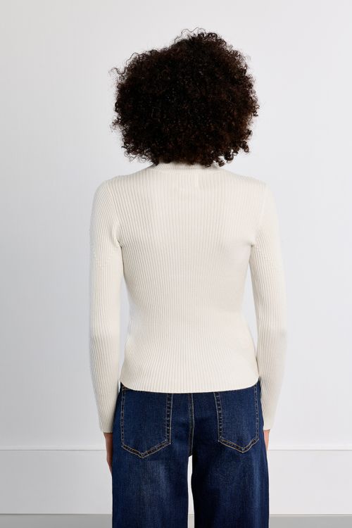 Pull côtelé sporty, col zippé