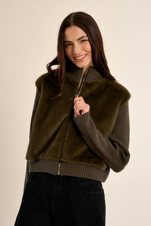 Veste à zip, bi-matière