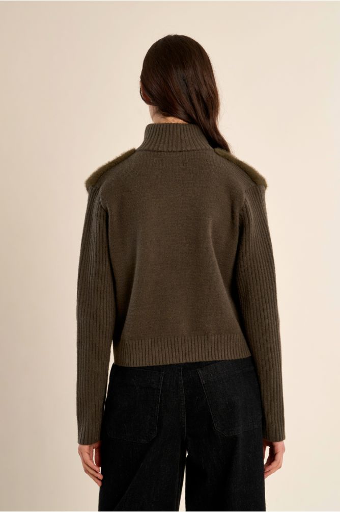 Veste à zip, bi-matière