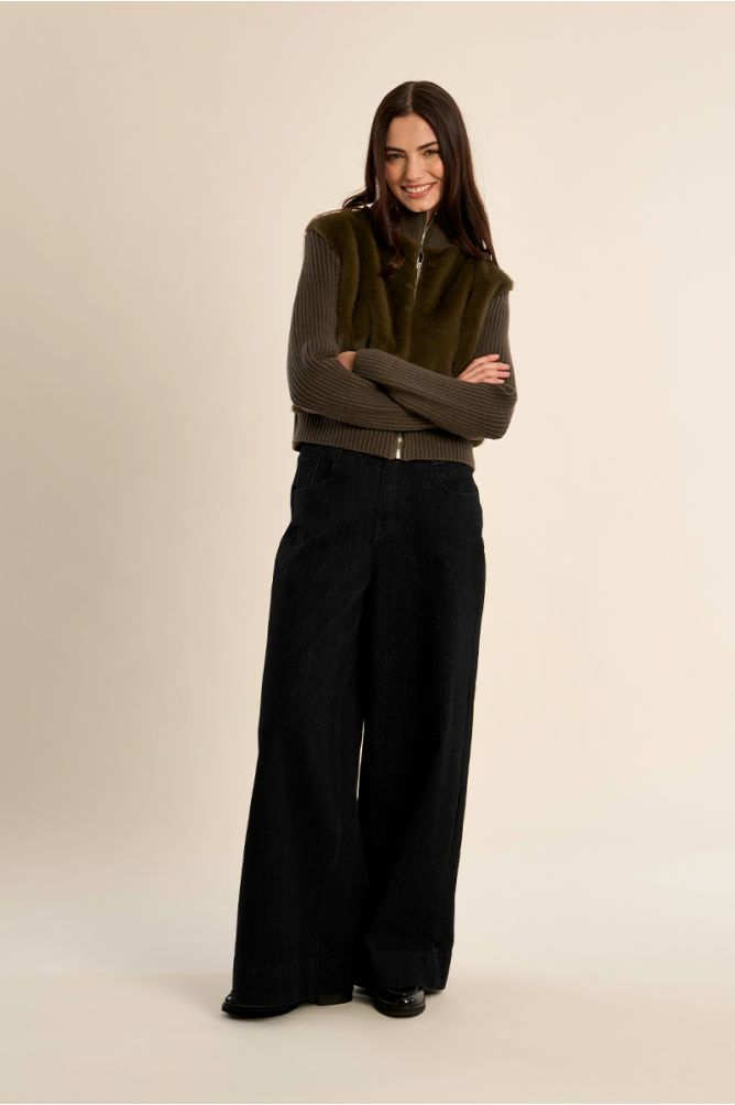 Zip-up jacket, made of two materials