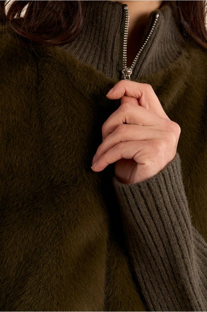 Veste à zip, bi-matière
