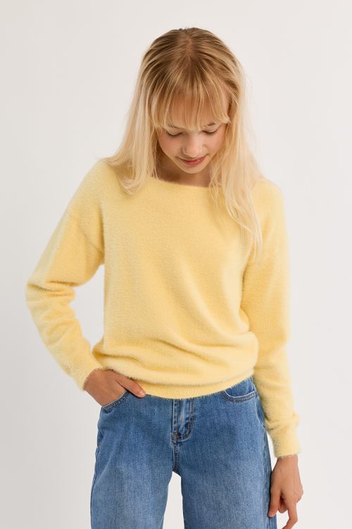 Fluffy crew neck sweater