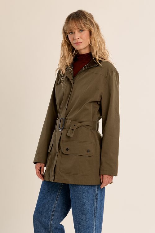 Parka ceinturée en coton