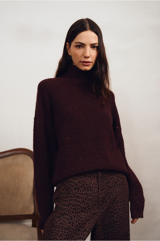 Ribbed sweater, turtleneck
