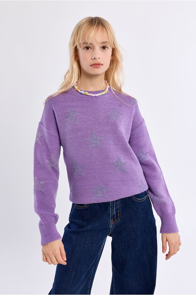 Pull en maille à motifs étoiles