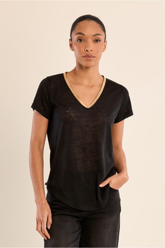 T-shirt encolure V irisée