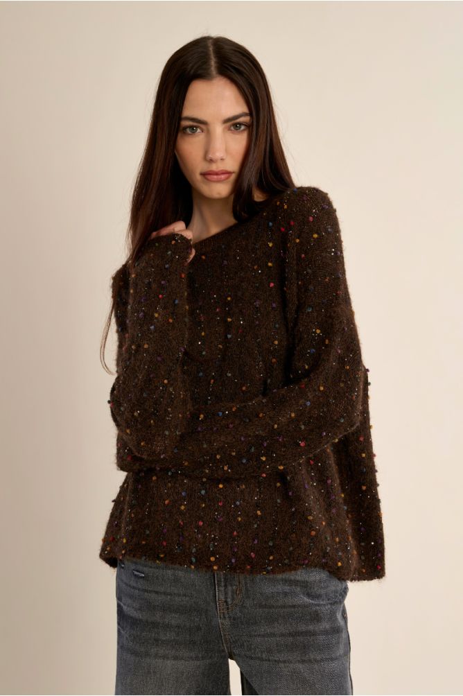 Pull en maille, à perles