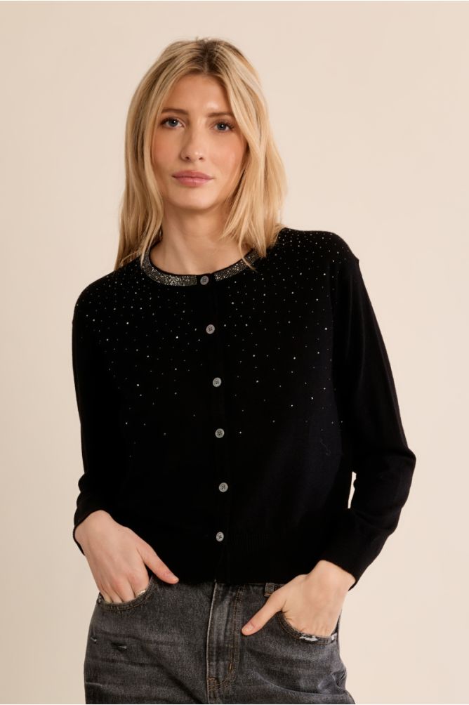 Cardigan parsemé de strass