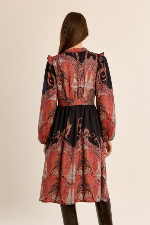 Long Mandarin collar dress, printed