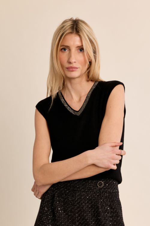 Iridescent V-neck top