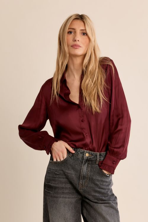 Chemise satinée crop