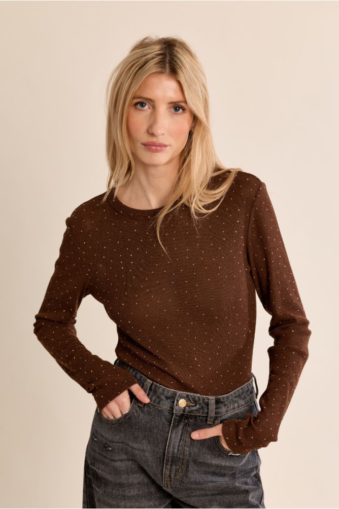 Top semi-transparent à pois
