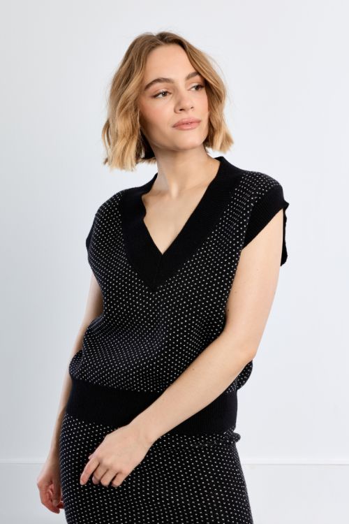 Pull sans manches, à pois