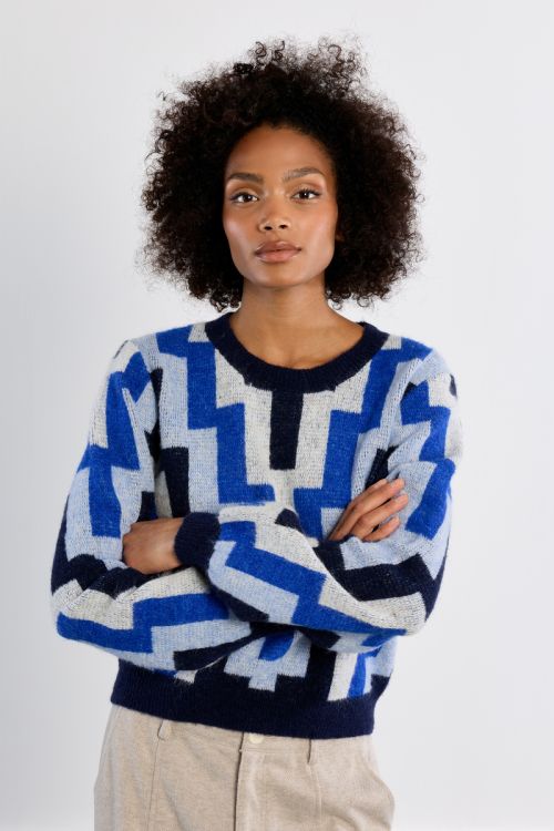 Knitted sweater, geometric pattern