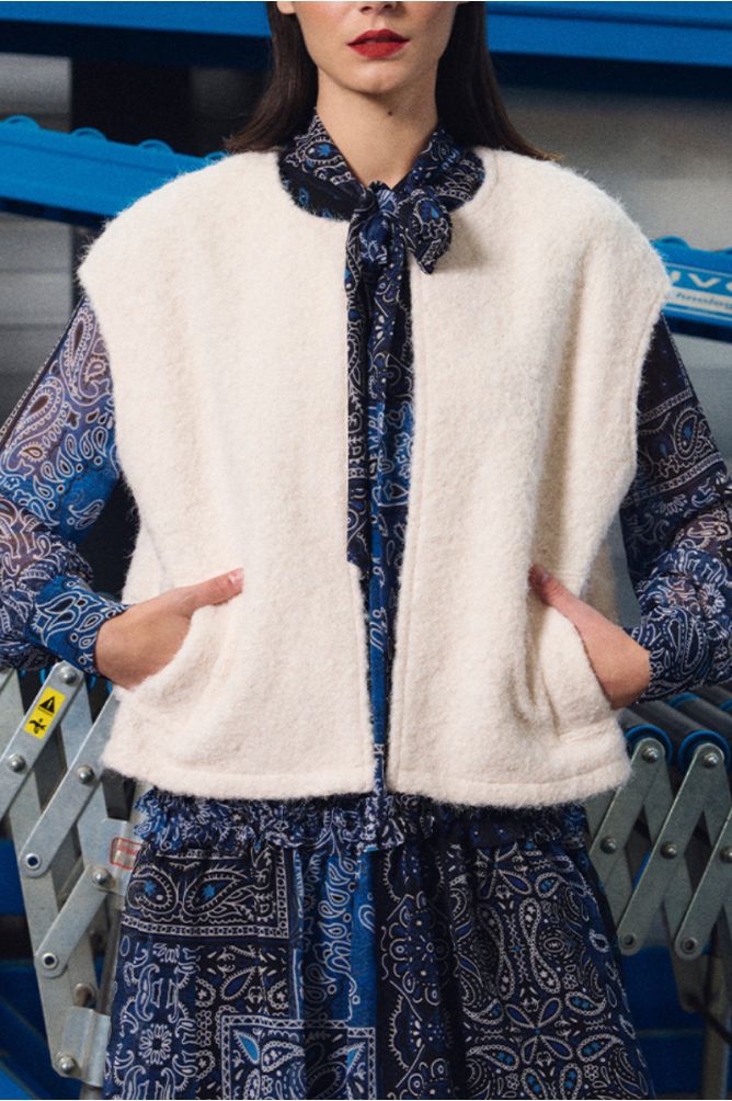 Oversized terry knit vest