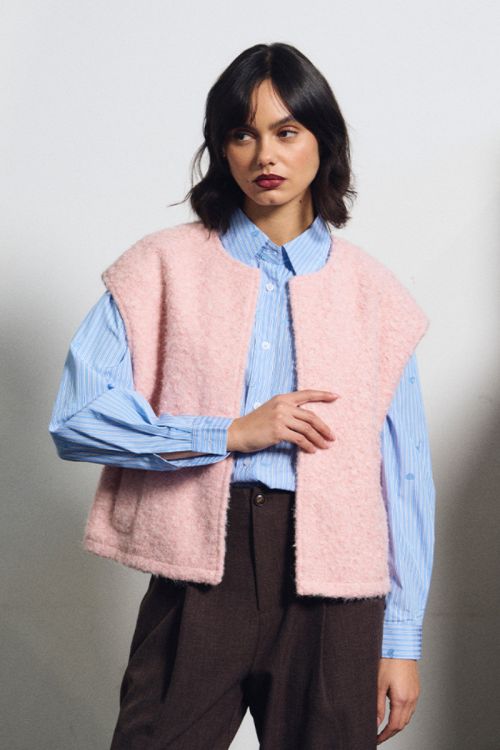 Oversized terry knit vest