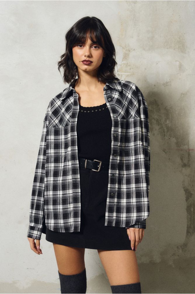 Oversized plaid shirt