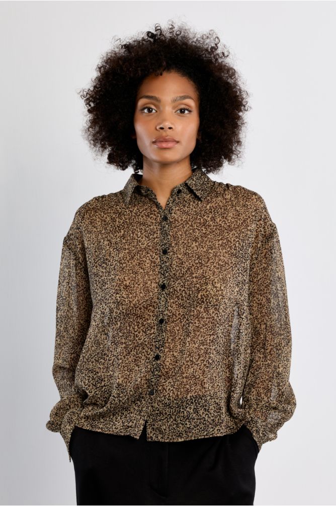 Semi-transparent blouse, leopard