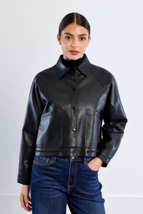 Oversized faux leather jacket
