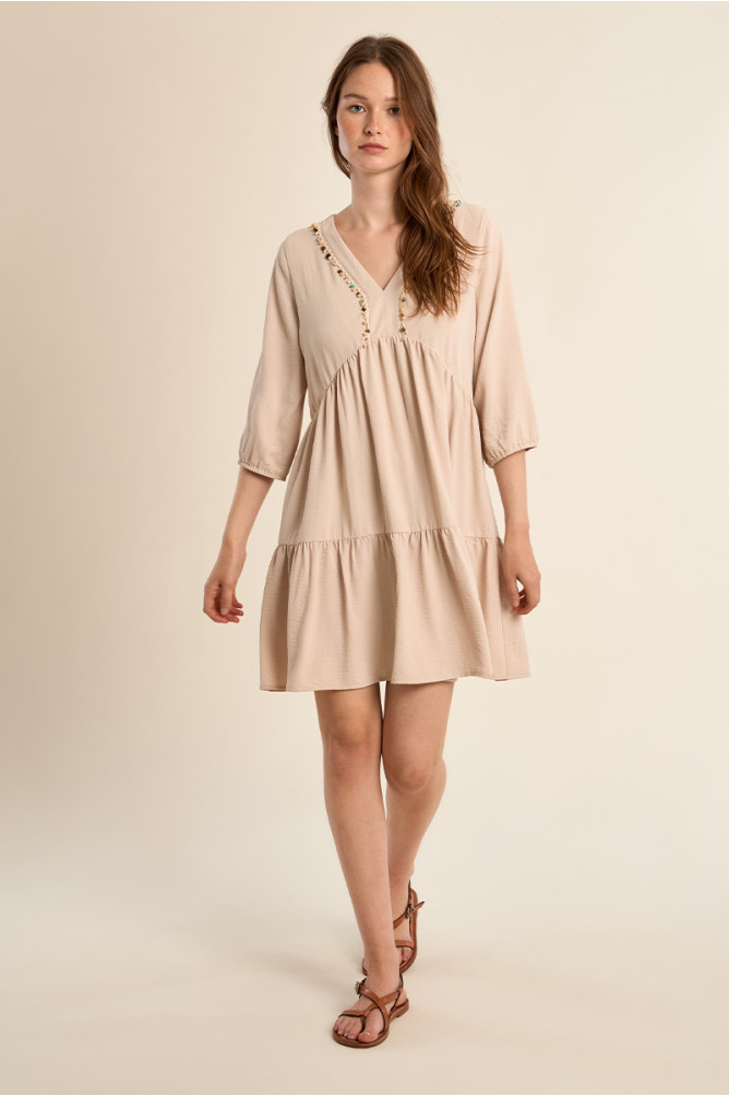 Robe Babyoll avec col perlé