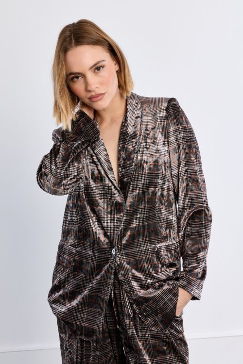 Blazer aterciopelado con estampado
